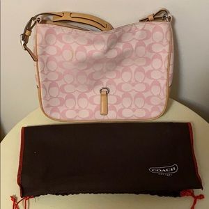 Vintage pink signature Coach bag with dust bag